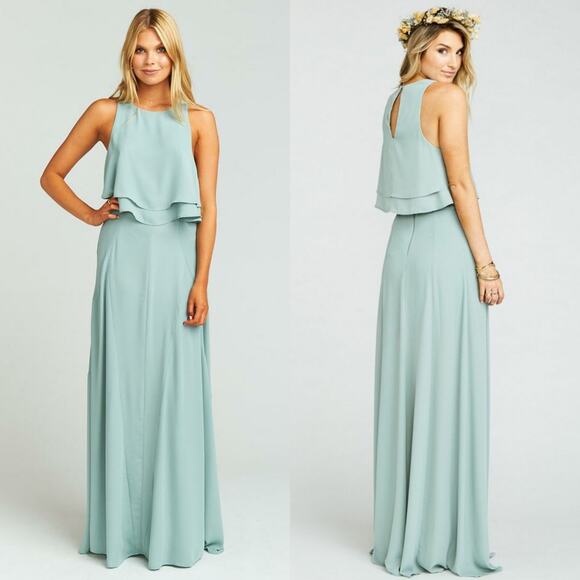 Show Me Your Mumu Princess Di Stretch Maxi Skirt Silver Sage Crisp Size S - Picture 2 of 11